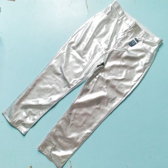 NWT Abercrombie & Fitch Silver 90's Straight Ultra High Rise Pants Size 16 Curve - Picture 2 of 10